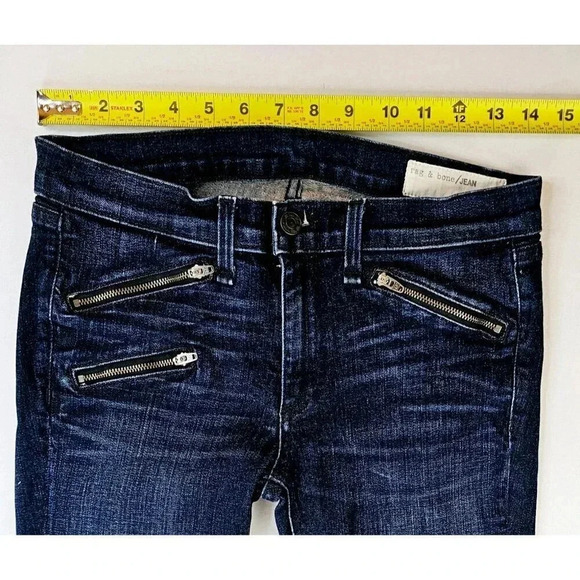 Rag & Bone 28X29 Women's Embroidered Pocket Logo Ankle Zip & Triple Zip Pockets - Picture 2 of 14